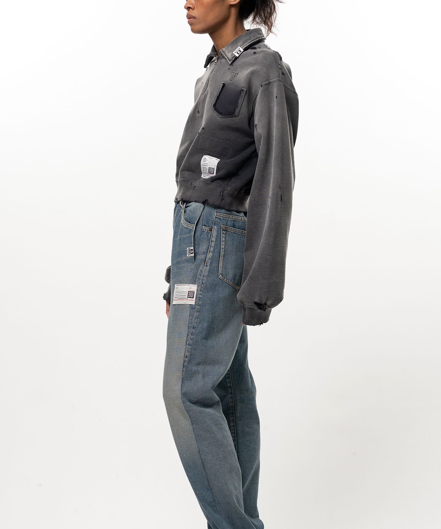 Sun Faded Like Cropped Collared Sweatshirt