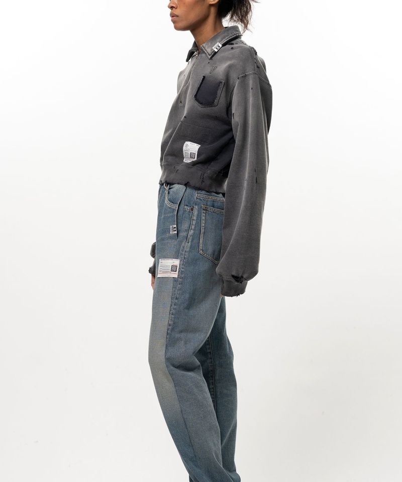 Sun Faded Like Cropped Collared Sweatshirt