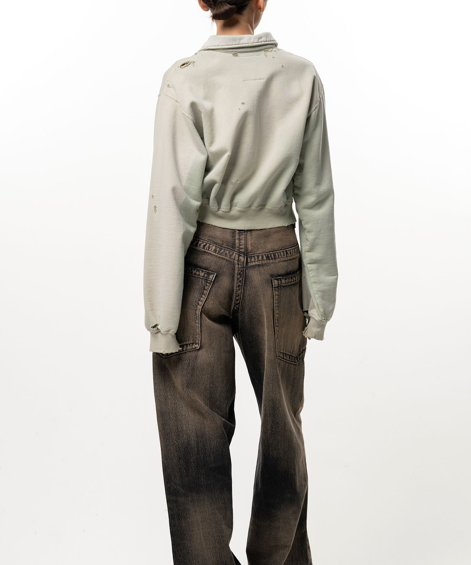 Sun Faded Like Cropped Collared Sweatshirt