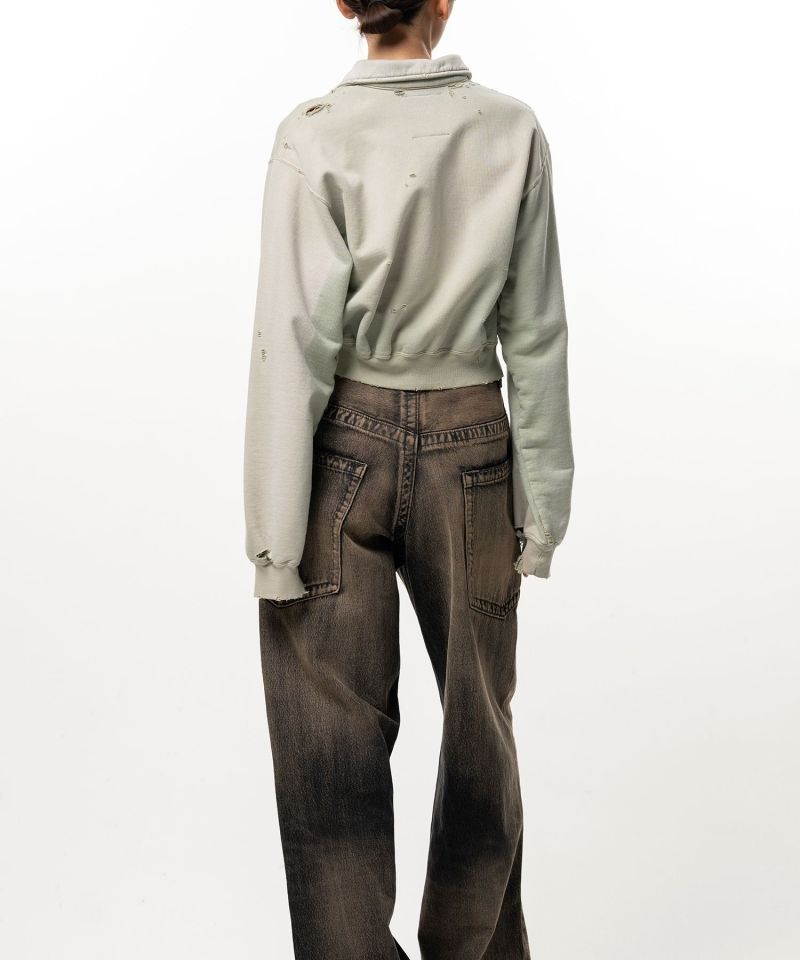 Sun Faded Like Cropped Collared Sweatshirt