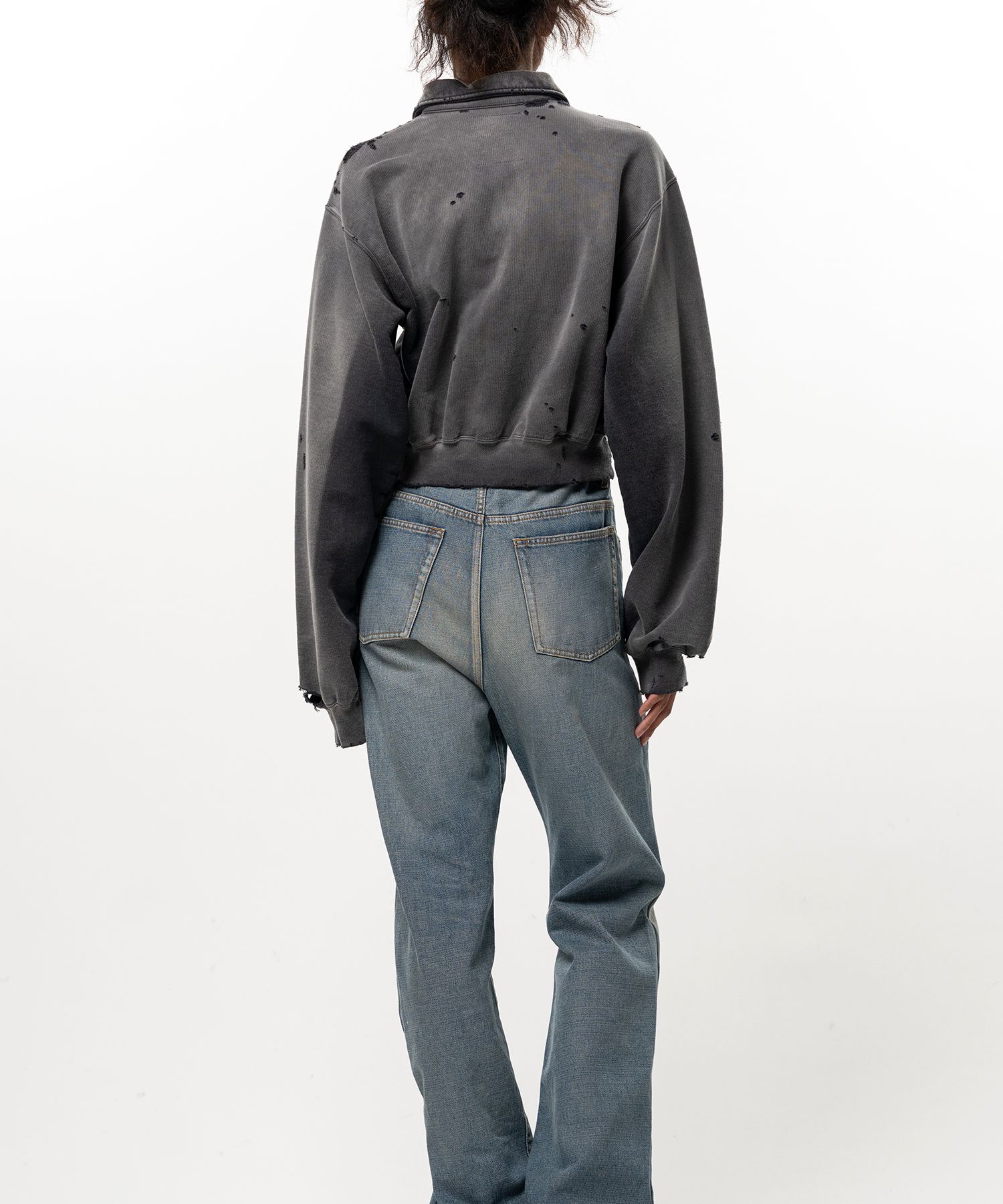 Sun Faded Like Cropped Collared Sweatshirt