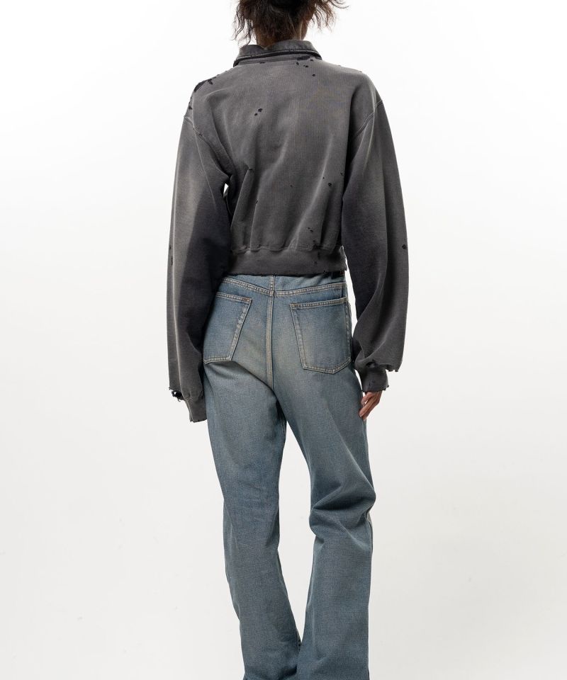 Sun Faded Like Cropped Collared Sweatshirt