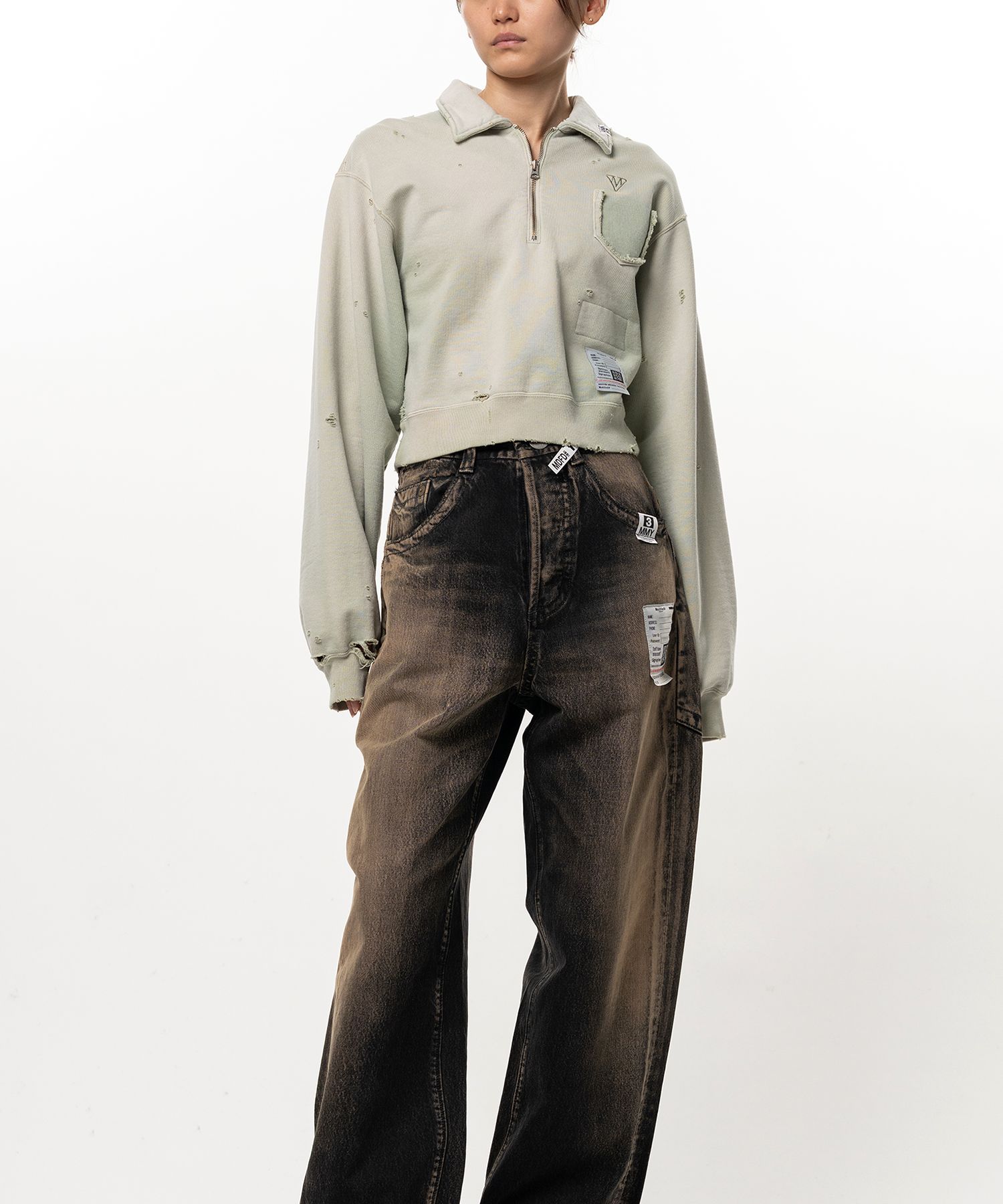 Sun Faded Like Cropped Collared Sweatshirt