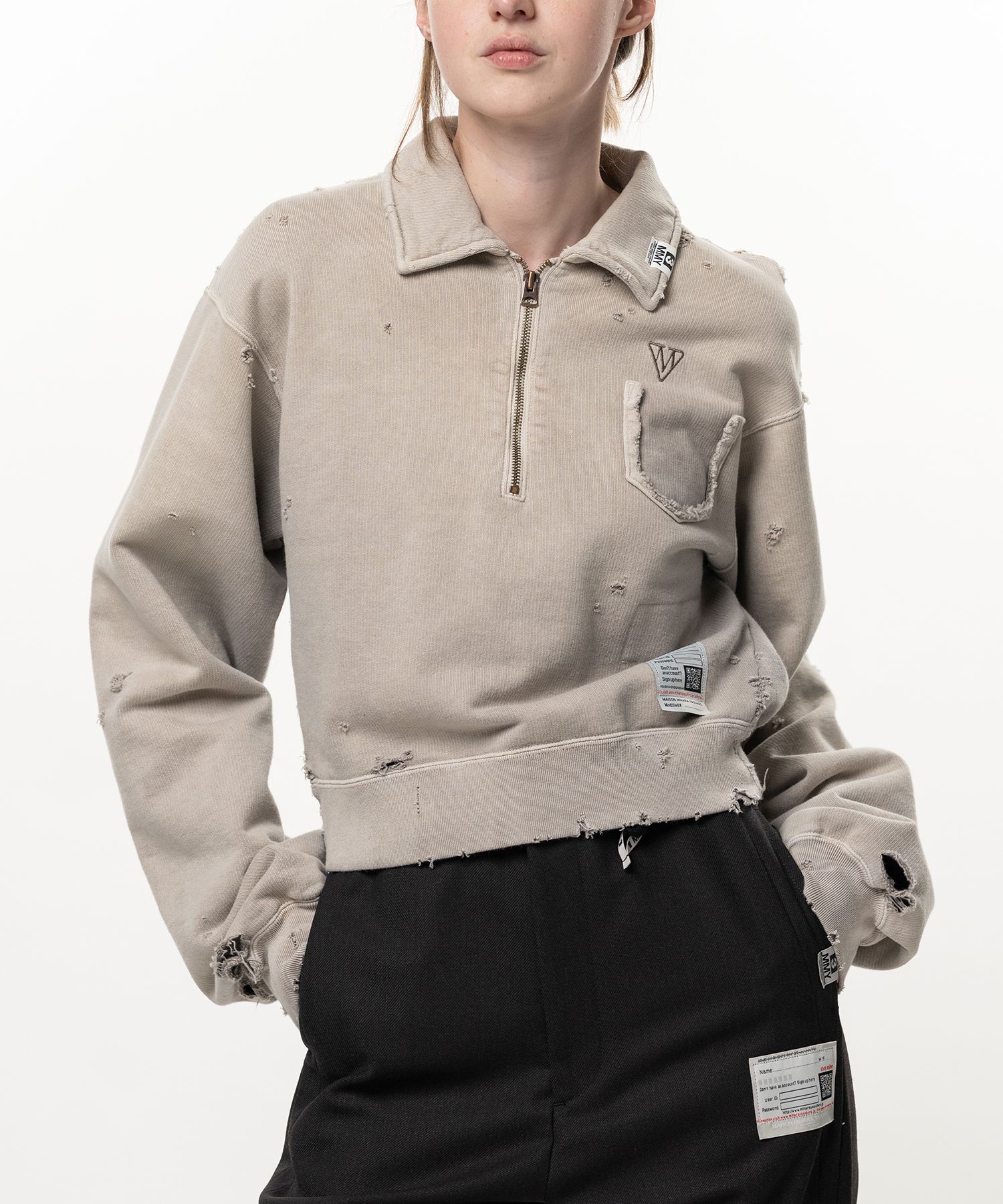 Sun Faded Like Cropped Collared Sweatshirt