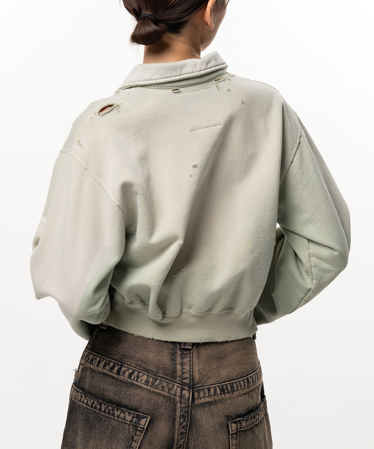 Sun Faded Like Cropped Collared Sweatshirt