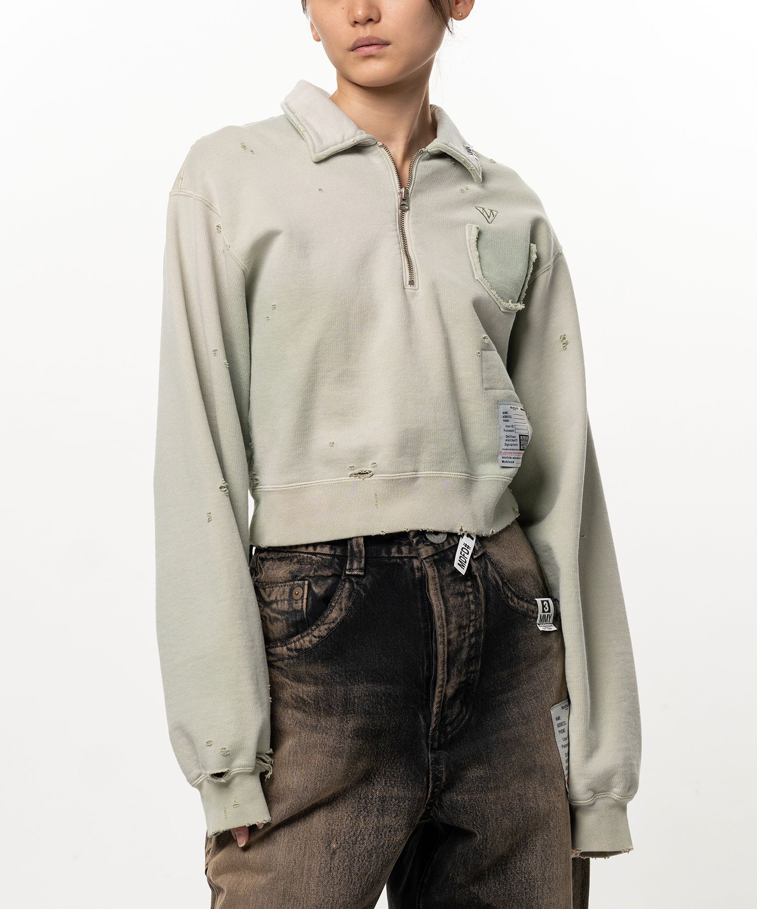 Sun Faded Like Cropped Collared Sweatshirt