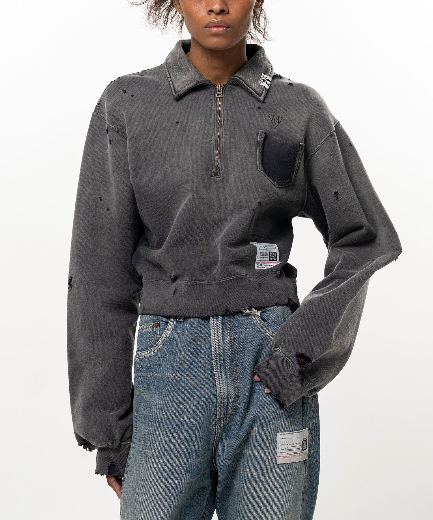 Sun Faded Like Cropped Collared Sweatshirt