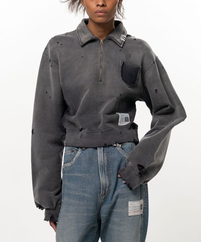Sun Faded Like Cropped Collared Sweatshirt