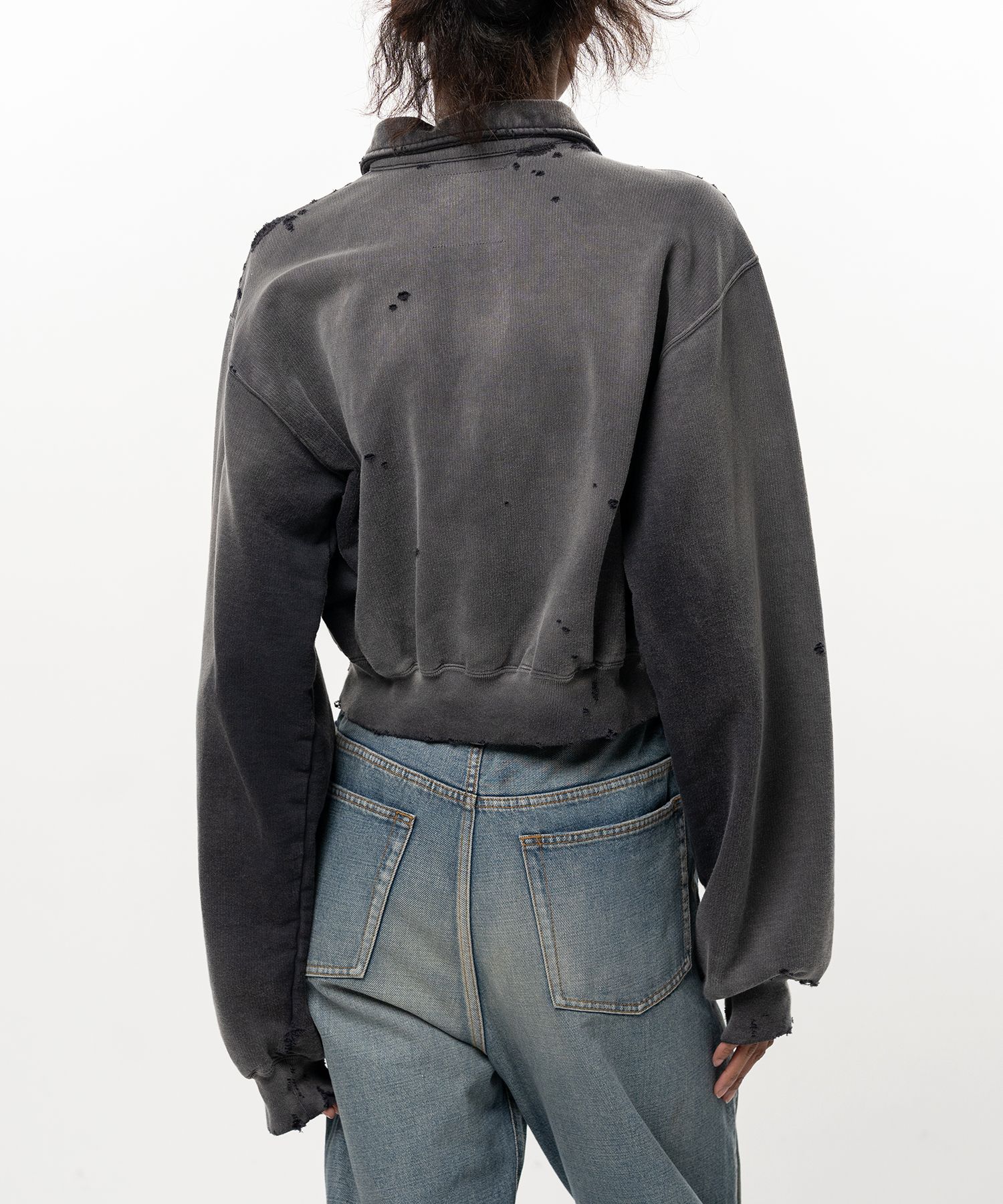 Sun Faded Like Cropped Collared Sweatshirt