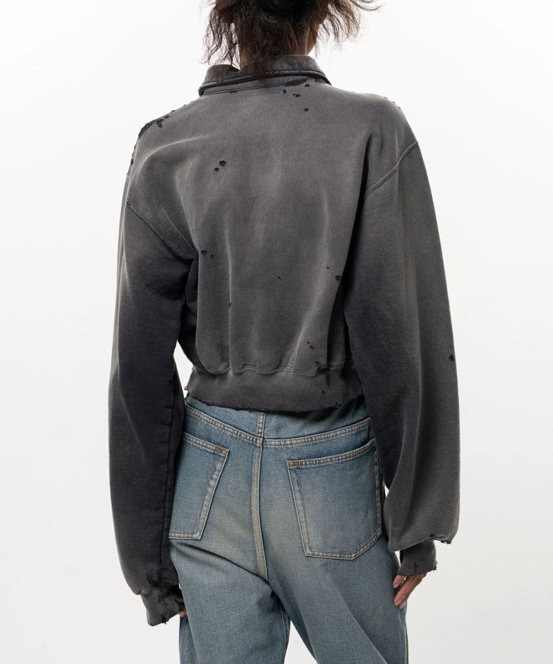 Sun Faded Like Cropped Collared Sweatshirt