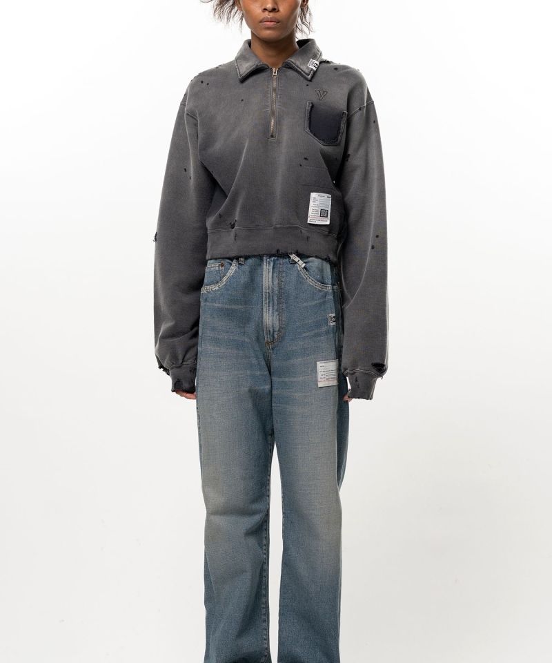 Sun Faded Like Cropped Collared Sweatshirt