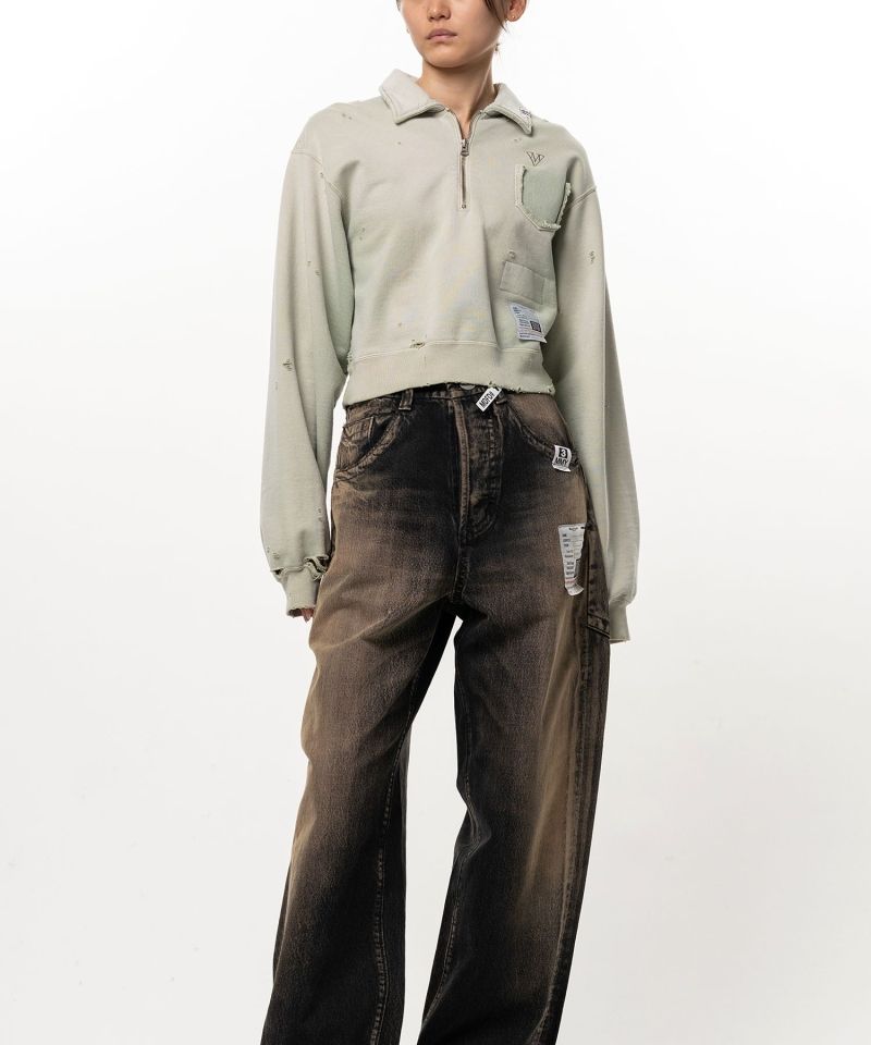 Sun Faded Like Cropped Collared Sweatshirt