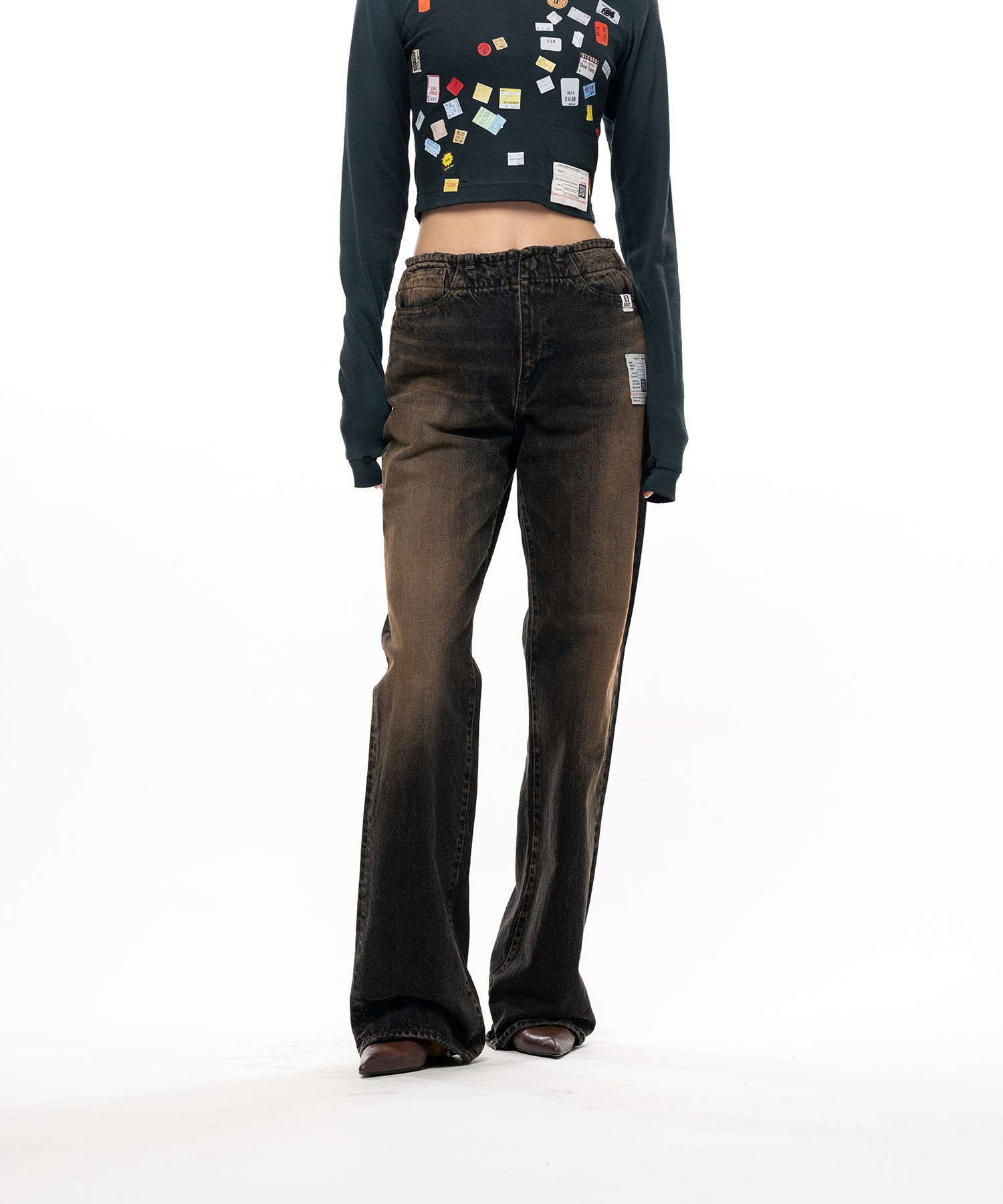 Waist Hem Denim Pants