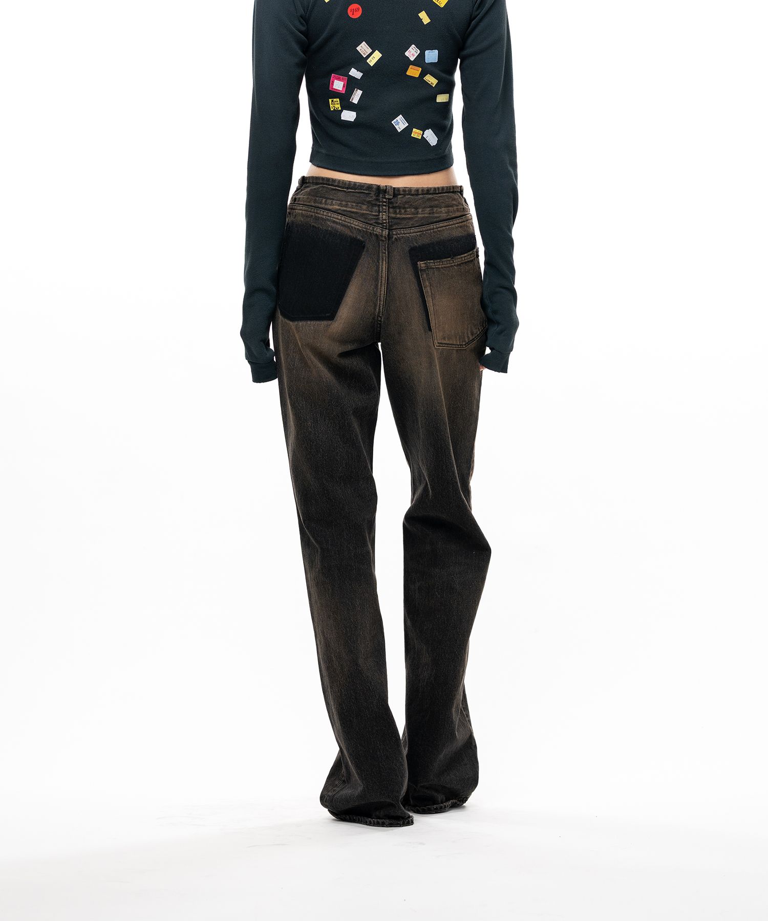 Waist Hem Denim Pants