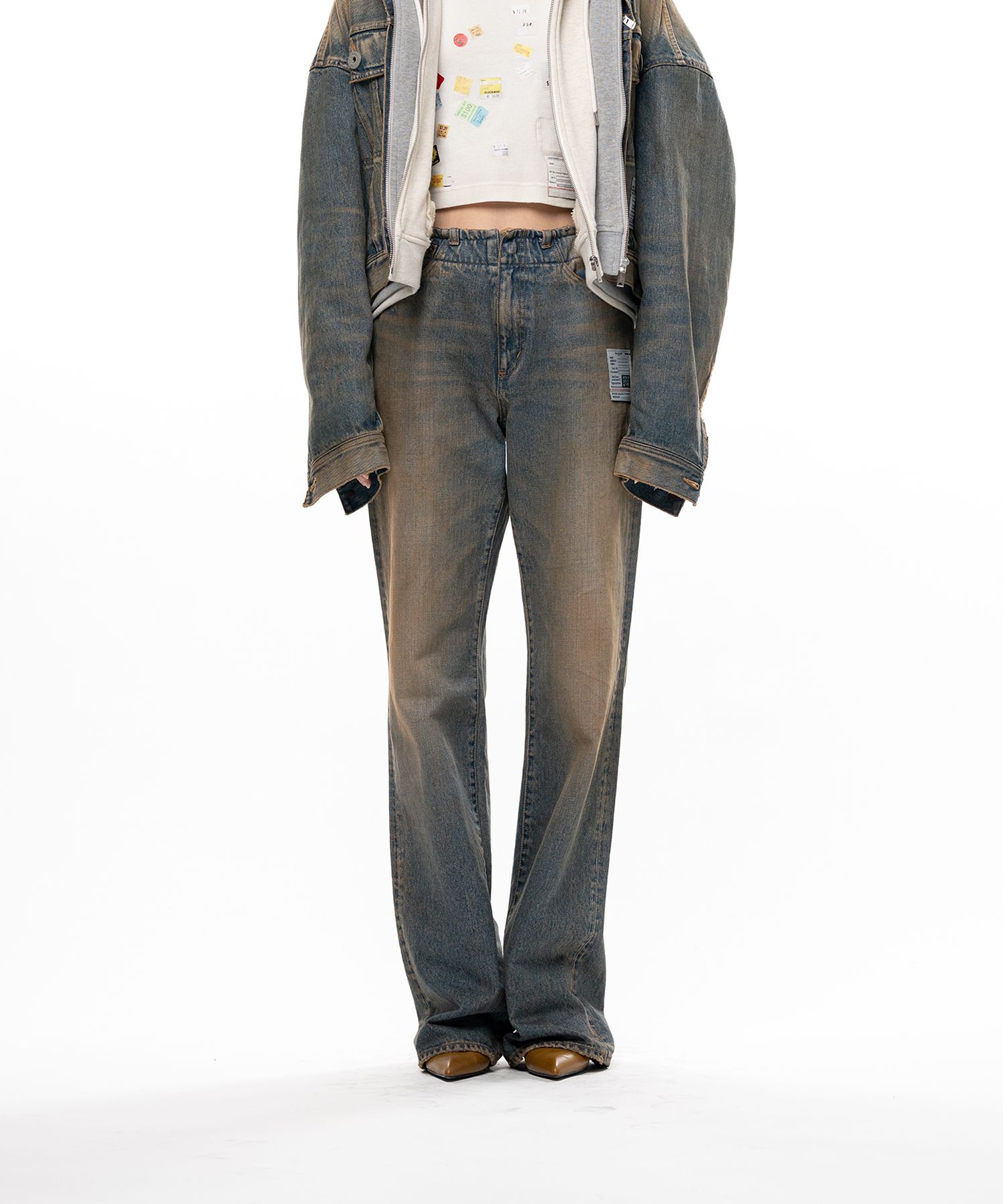 Waist Hem Denim Pants