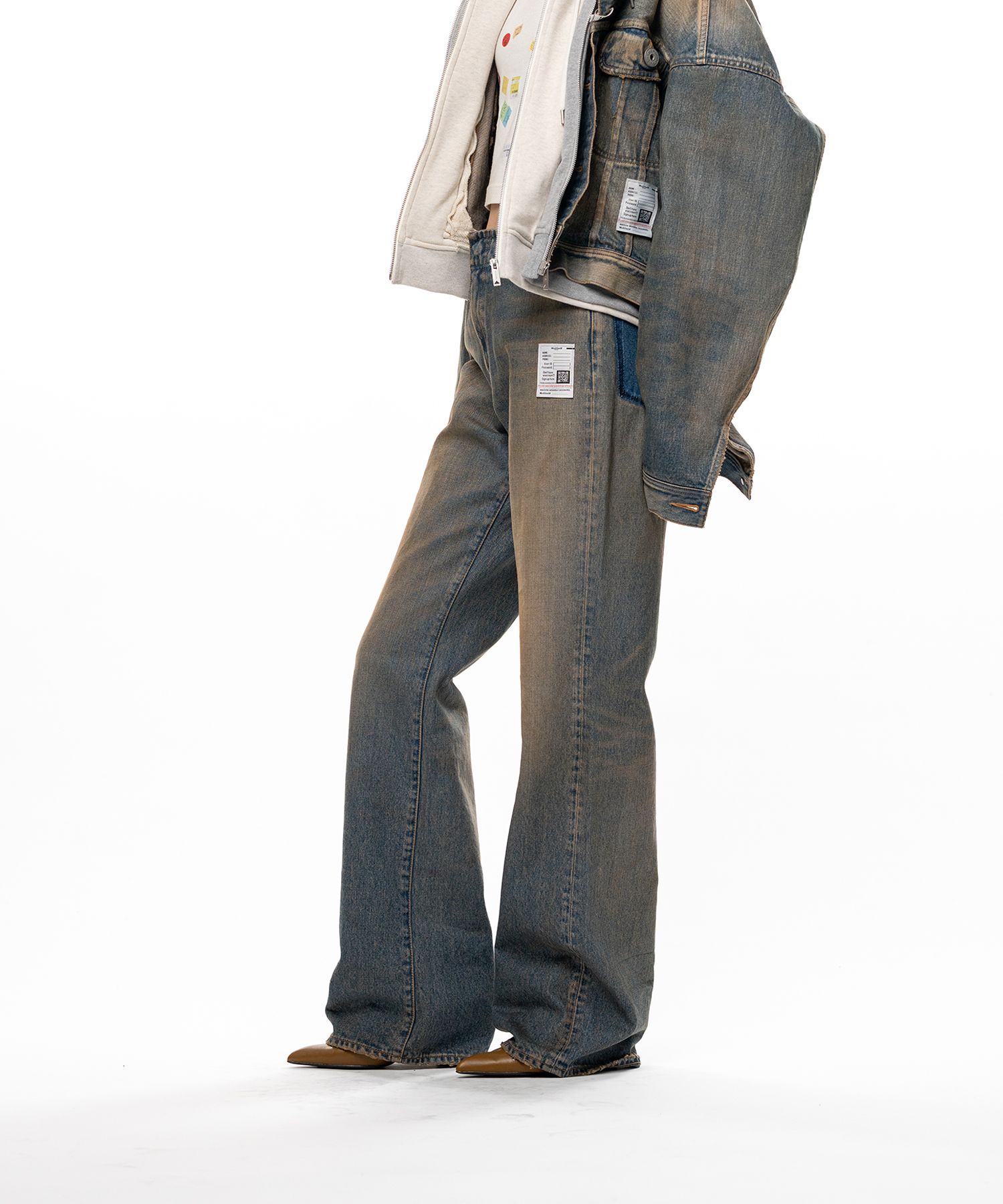 Waist Hem Denim Pants