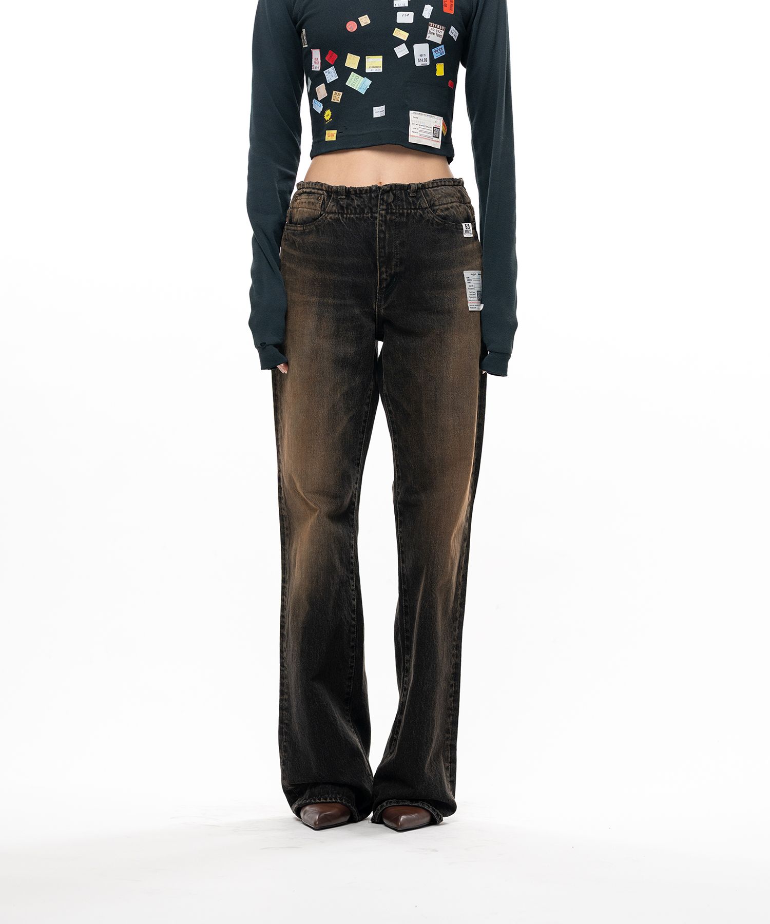 Waist Hem Denim Pants