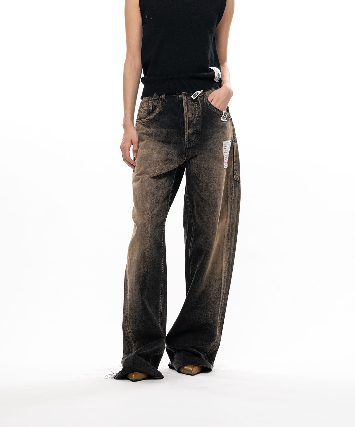 Amateur Sewn Like Wide Denim Pants
