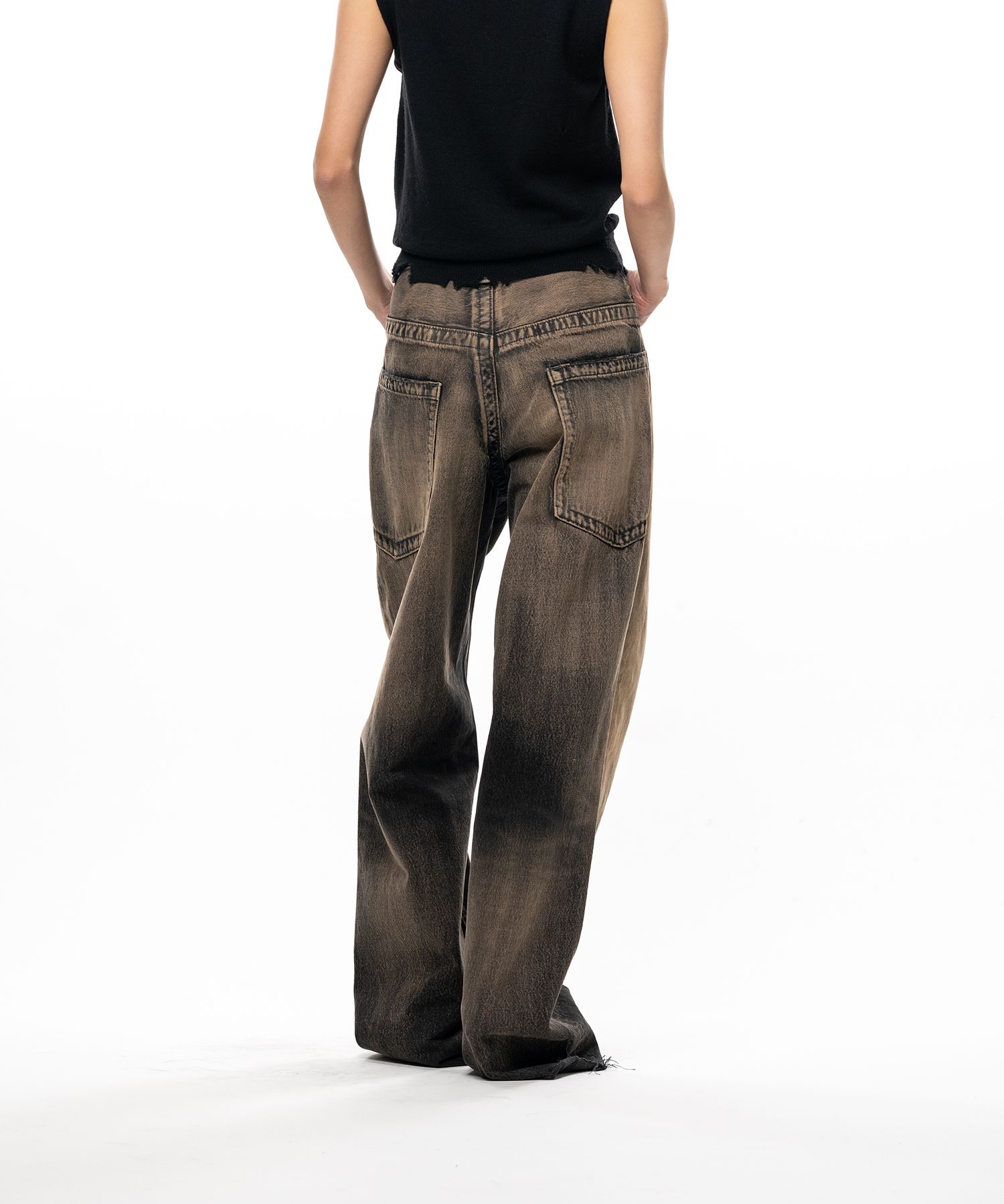 Amateur Sewn Like Wide Denim Pants