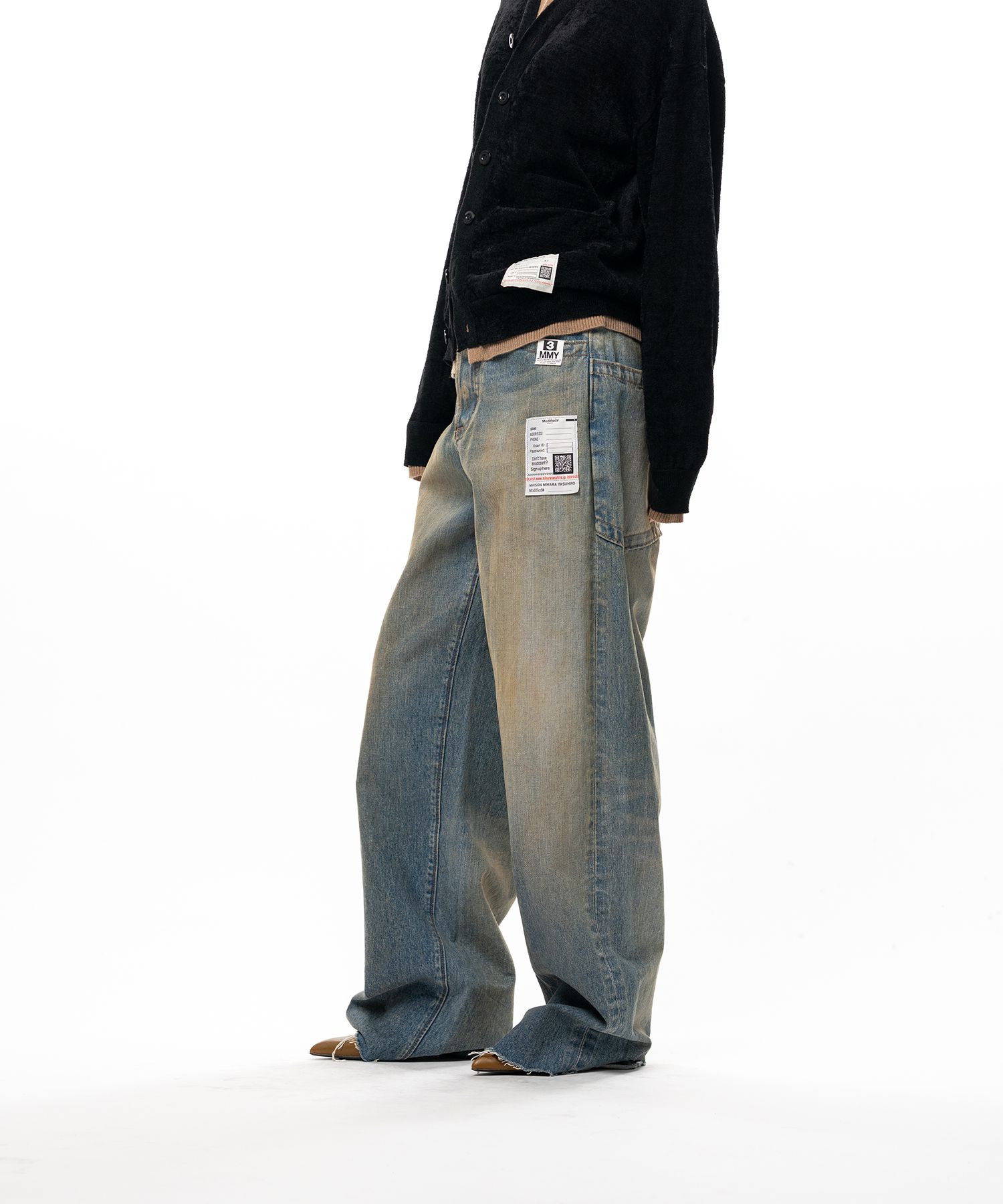 Amateur Sewn Like Wide Denim Pants