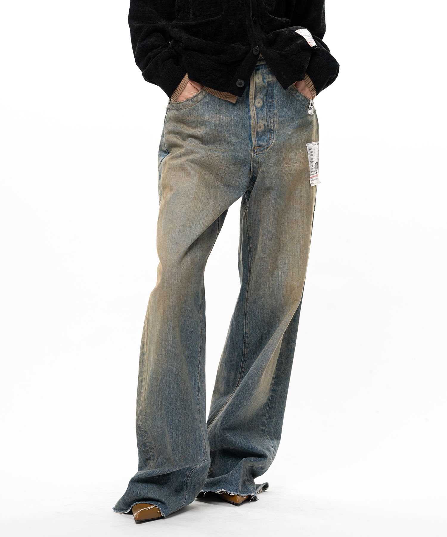 Amateur Sewn Like Wide Denim Pants