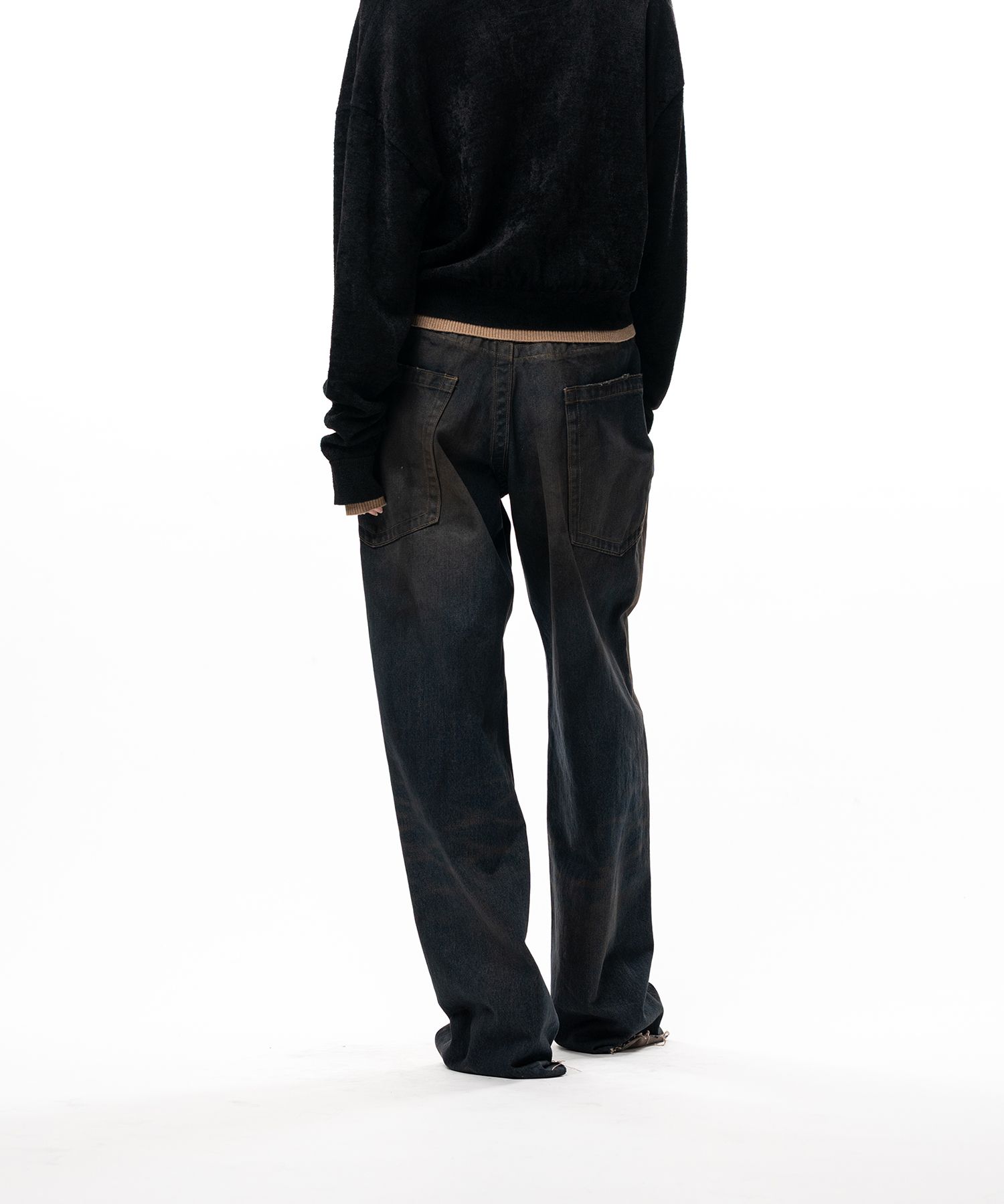 Amateur Sewn Like Wide Denim Pants