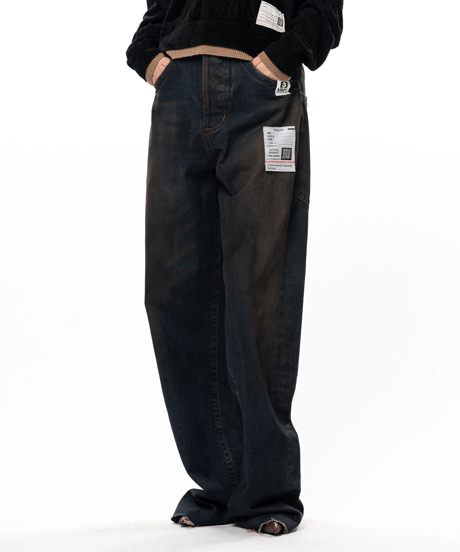 Amateur Sewn Like Wide Denim Pants