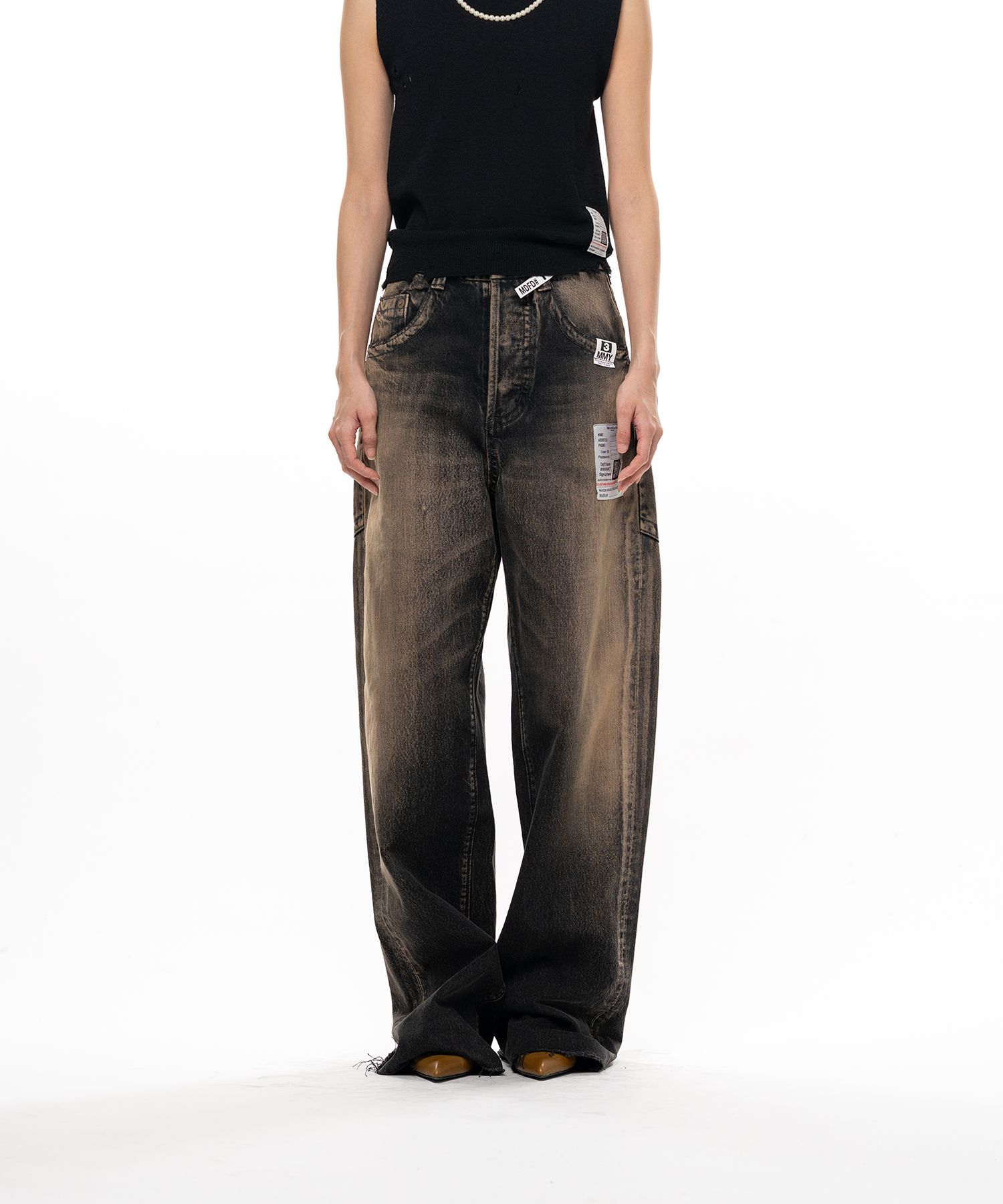 Amateur Sewn Like Wide Denim Pants