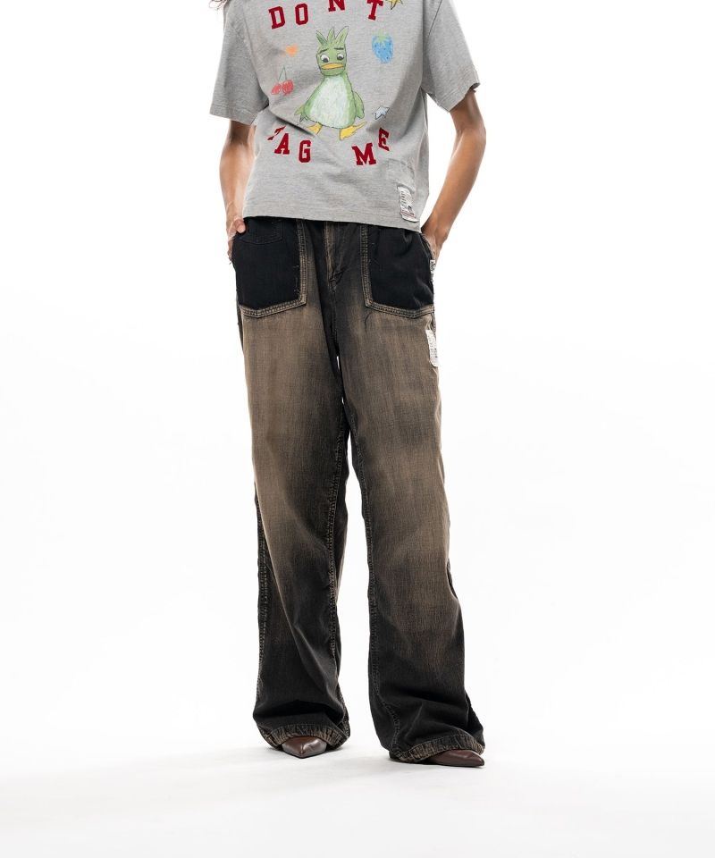 Cut-Out Pocket Denim Pants