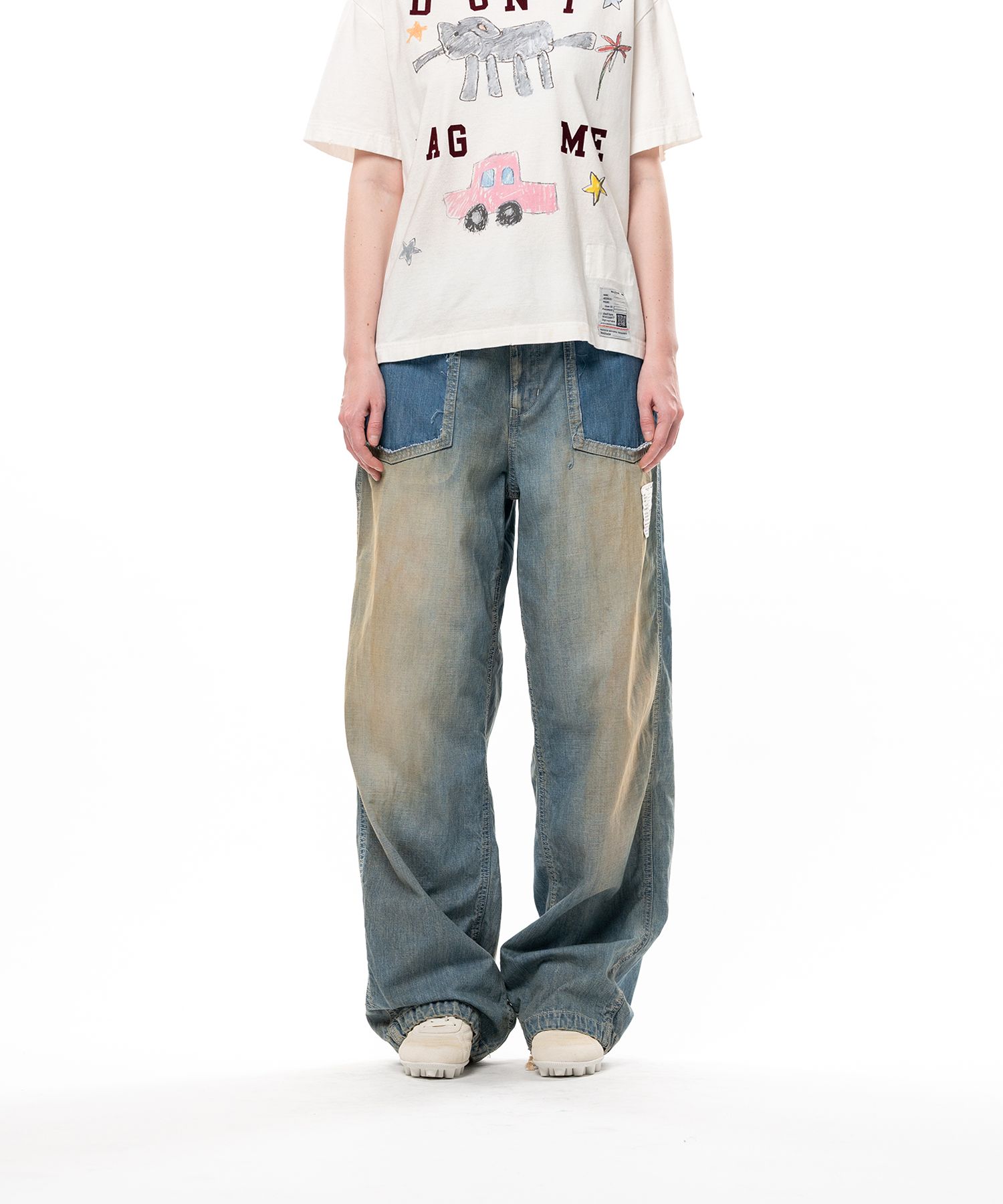 Cut-Out Pocket Denim Pants