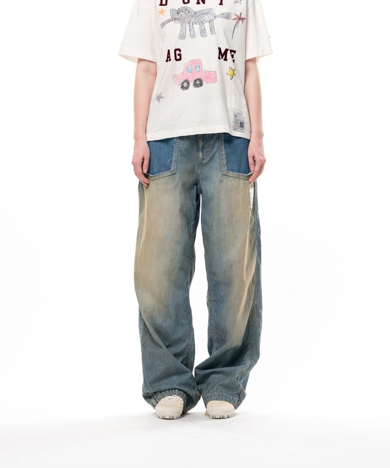 Cut-Out Pocket Denim Pants