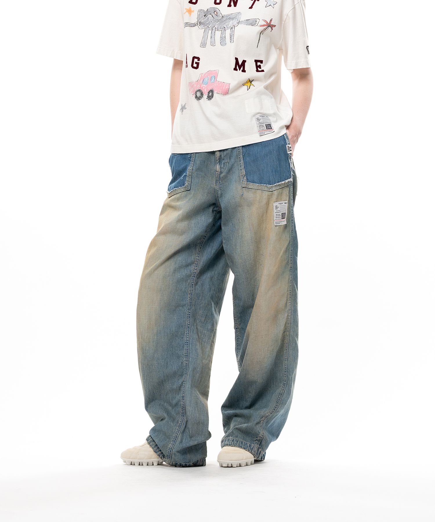 Cut-Out Pocket Denim Pants