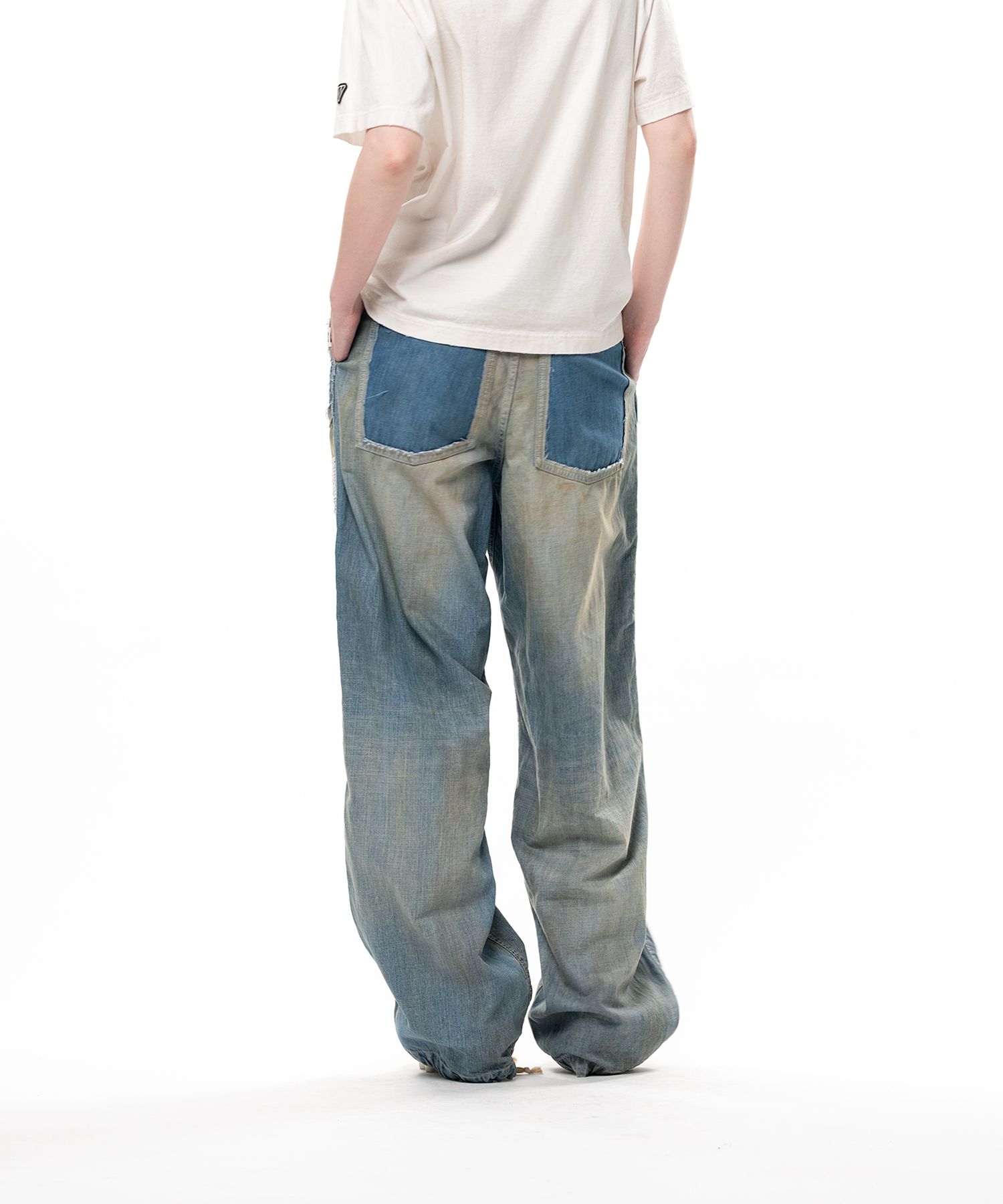Cut-Out Pocket Denim Pants