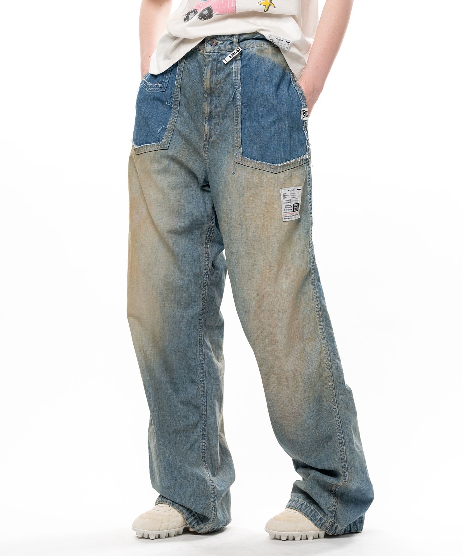 Cut-Out Pocket Denim Pants