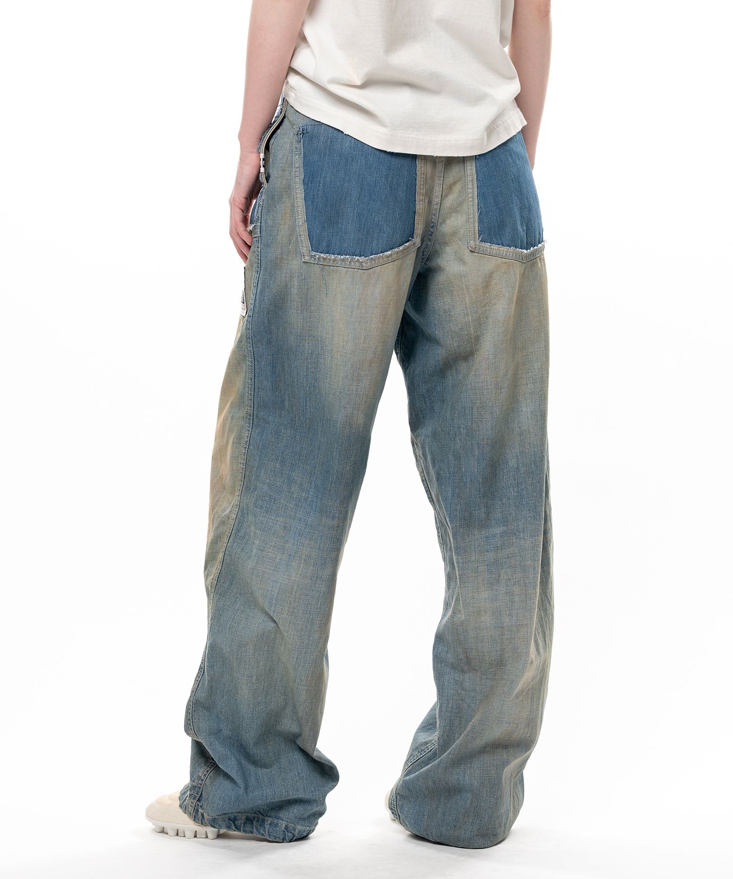 Cut-Out Pocket Denim Pants