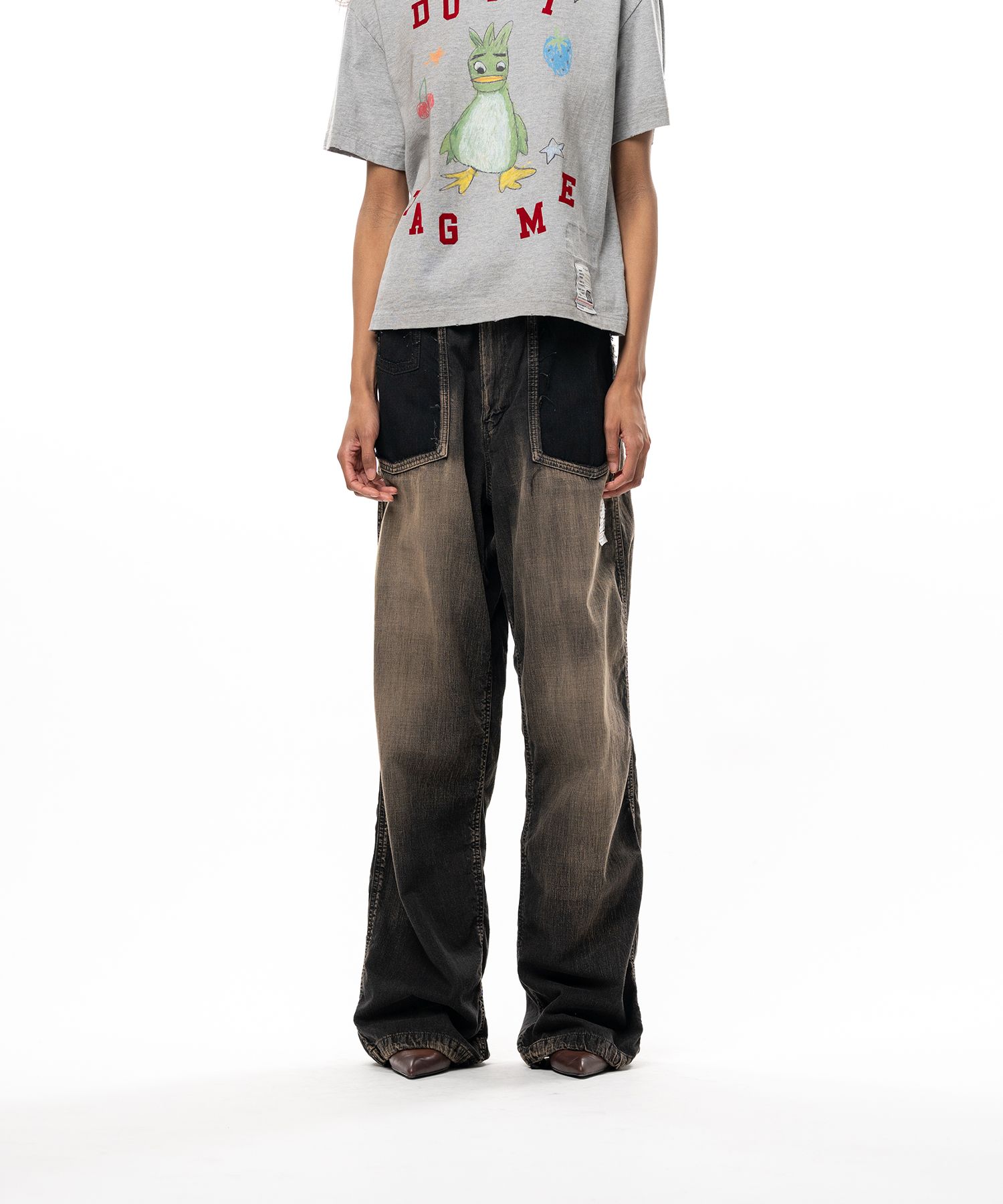 Cut-Out Pocket Denim Pants