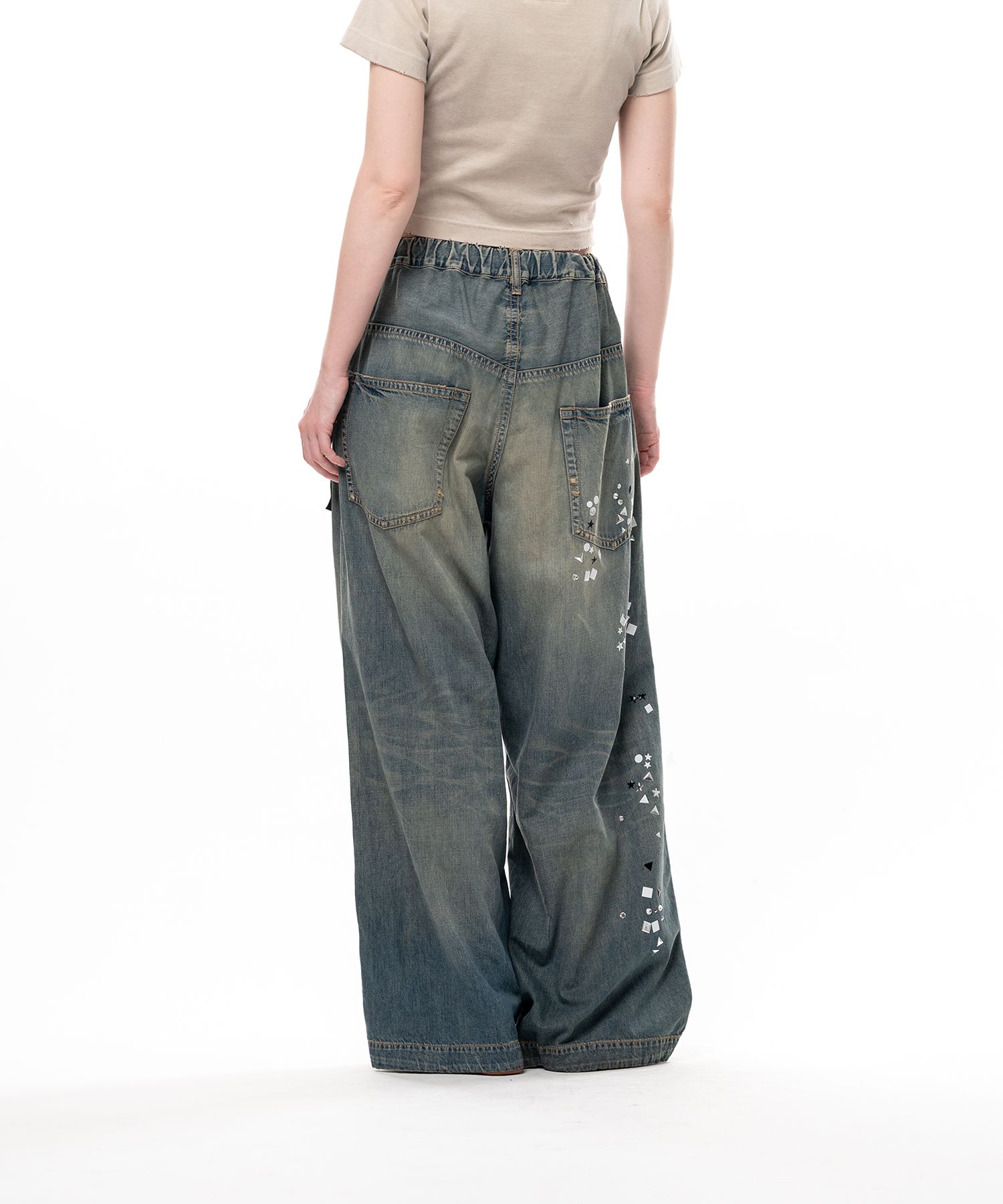 Embellished Denim Pants