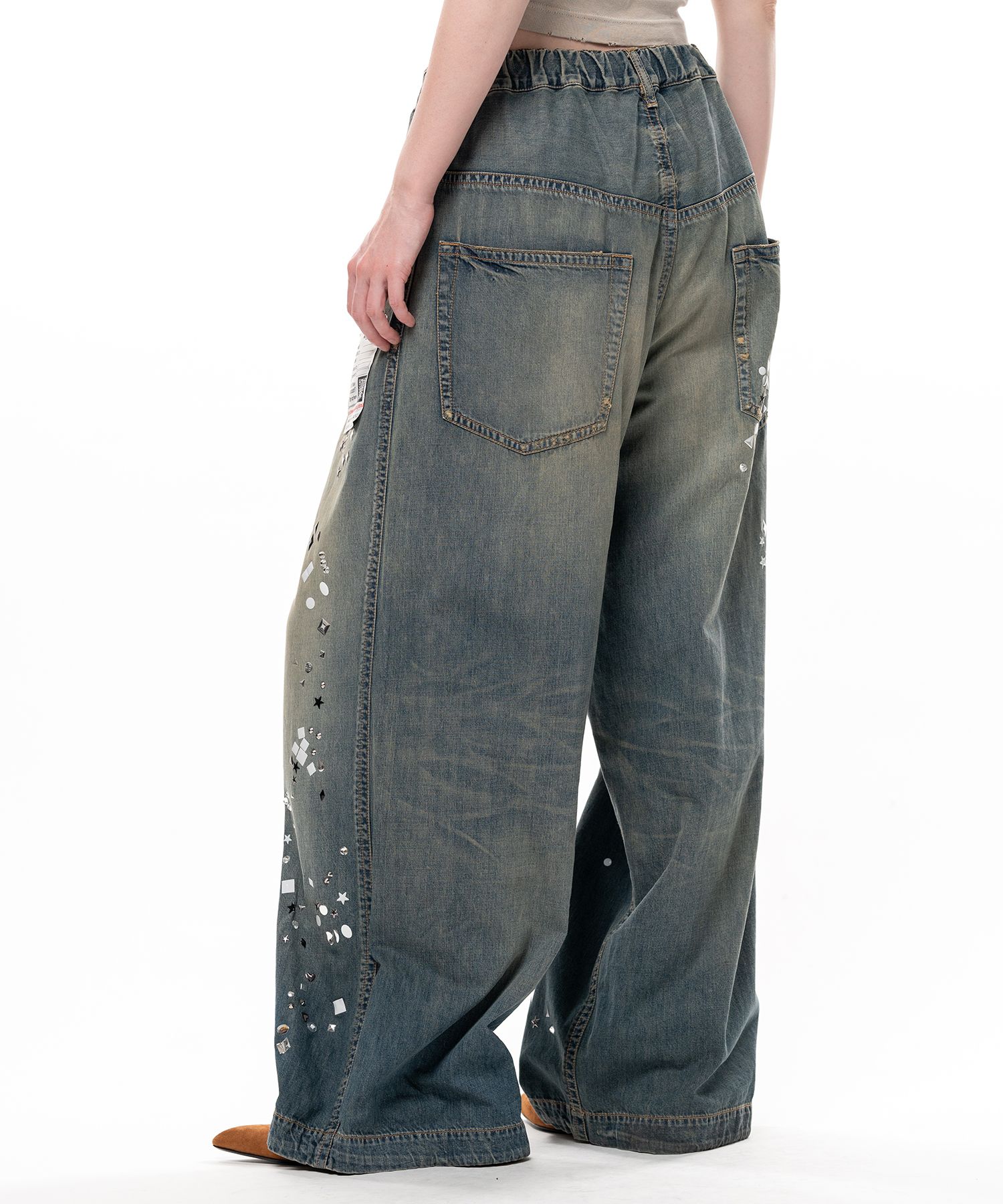 Embellished Denim Pants