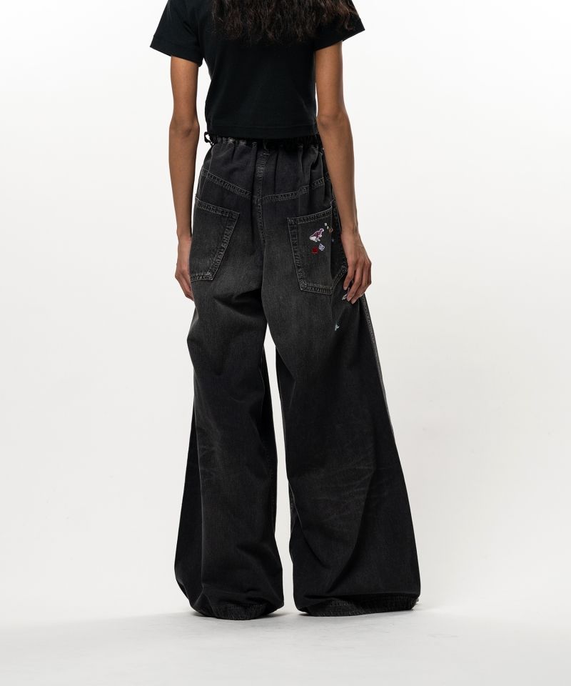 Kids Sticker Printed Wide Denim Pants