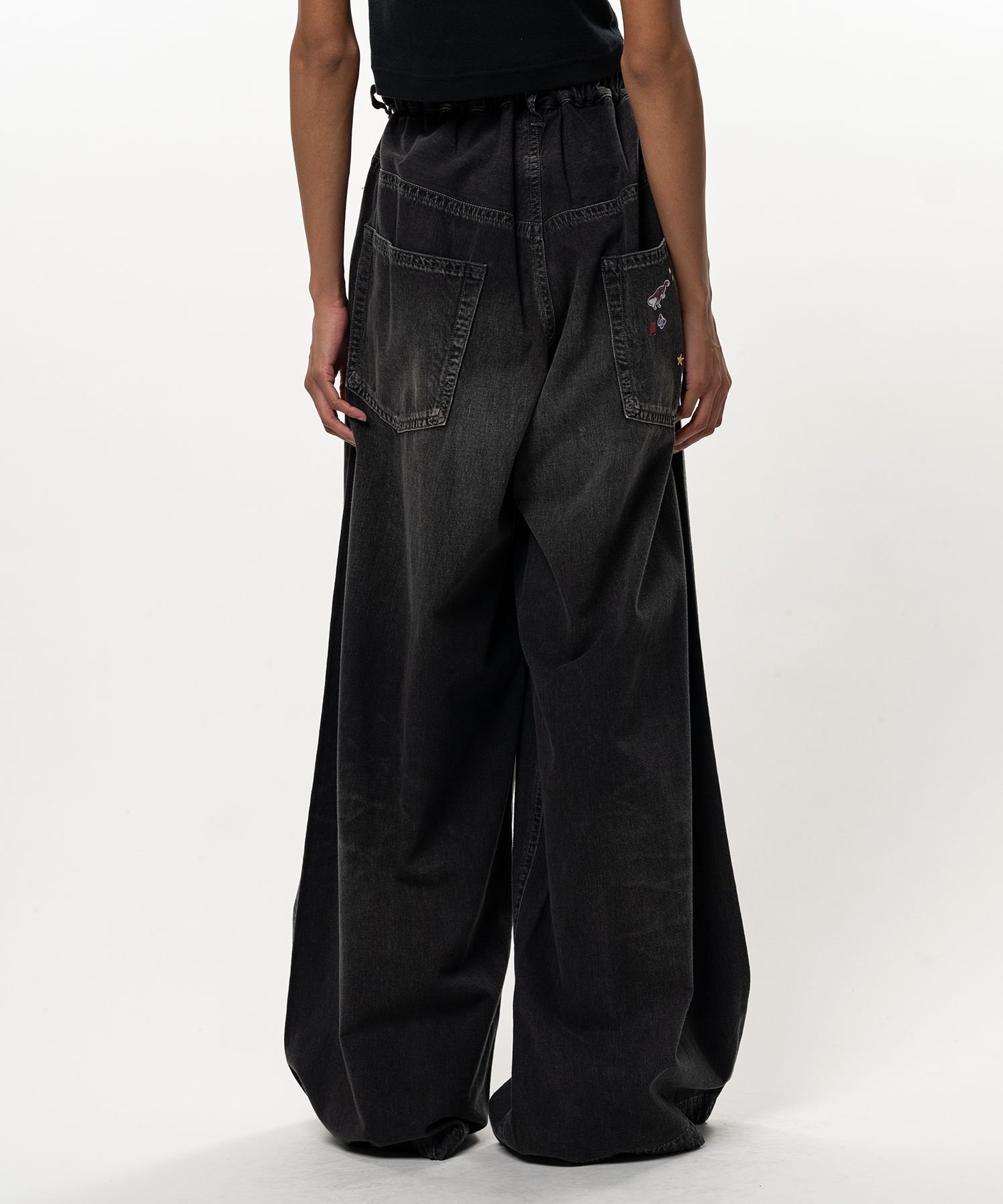 Kids Sticker Printed Wide Denim Pants