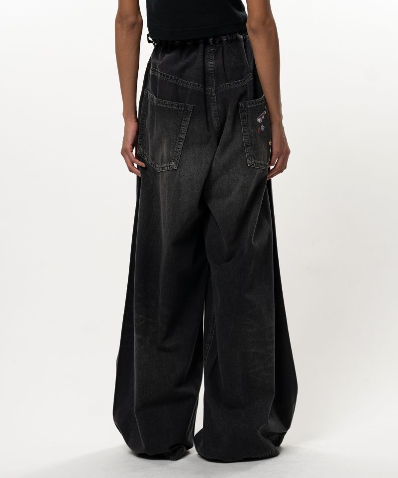 Kids Sticker Printed Wide Denim Pants
