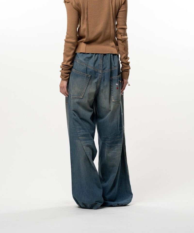 Kids Sticker Printed Wide Denim Pants
