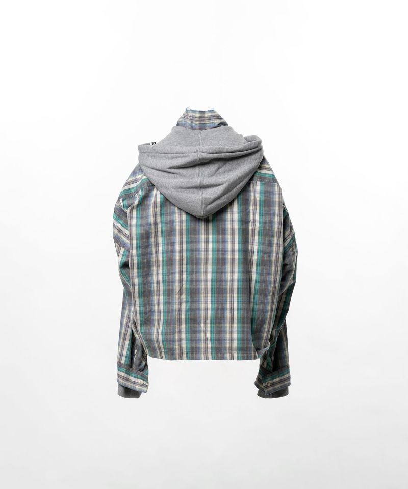Hoodie Combine Checkered Shirt