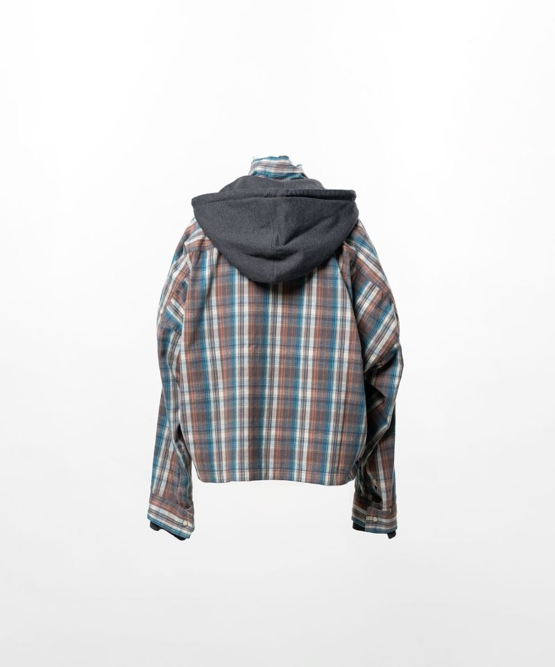 Hoodie Combine Checkered Shirt