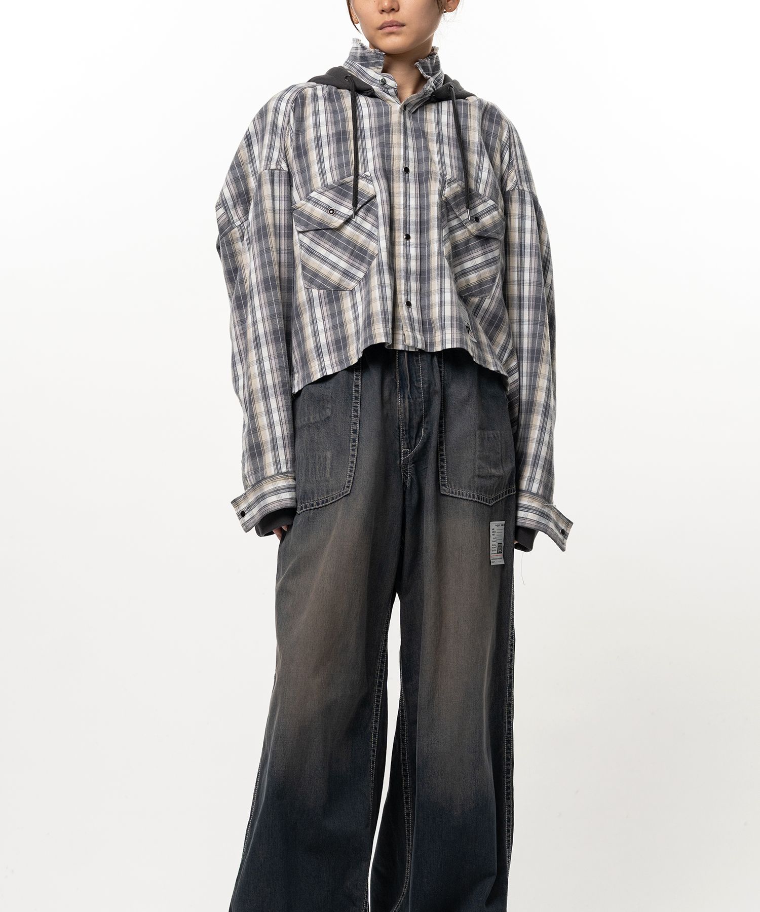 Hoodie Combine Checkered Shirt