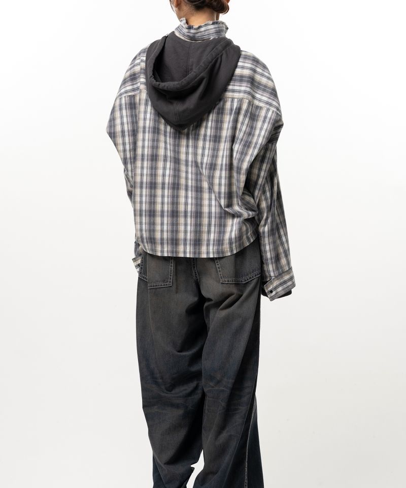 Hoodie Combine Checkered Shirt