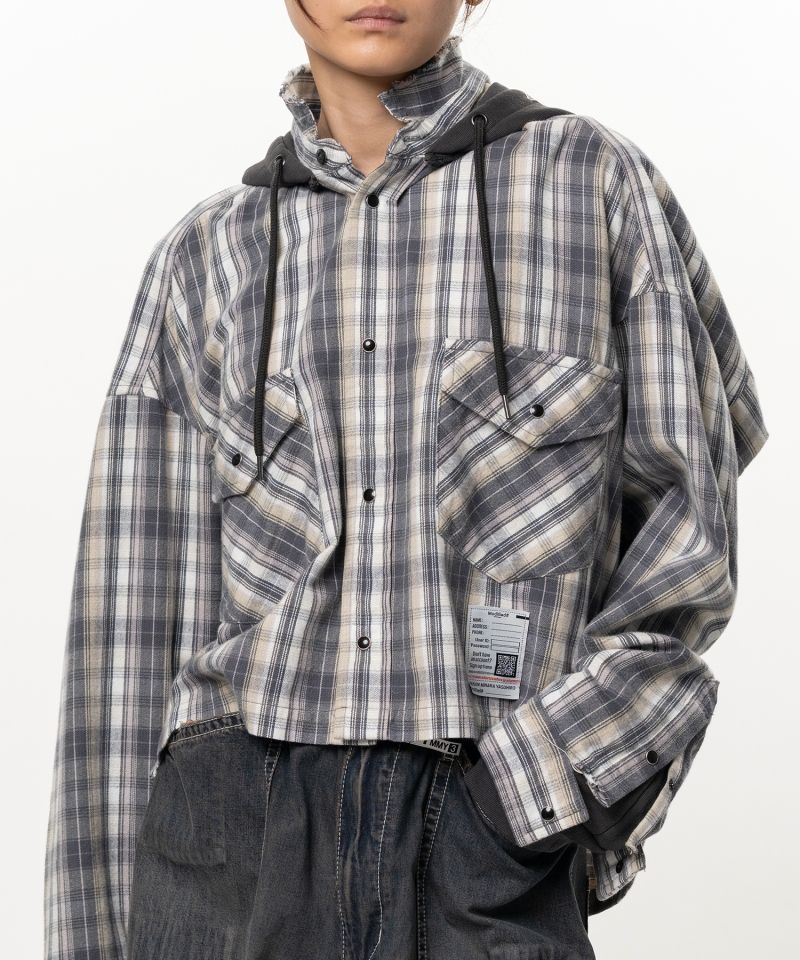 Hoodie Combine Checkered Shirt