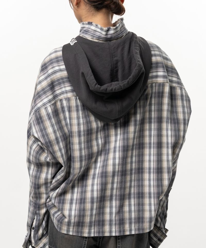 Hoodie Combine Checkered Shirt