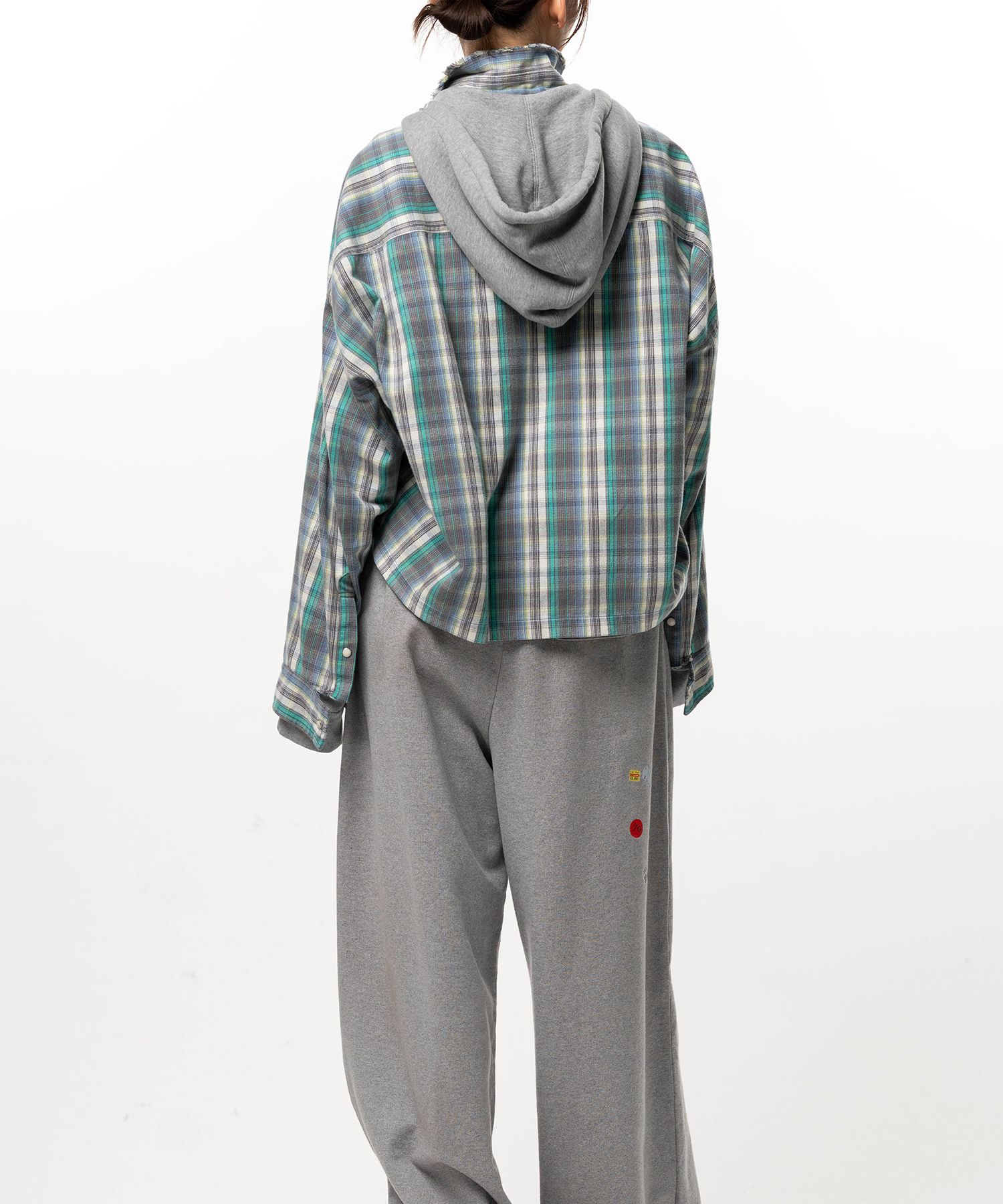 Hoodie Combine Checkered Shirt