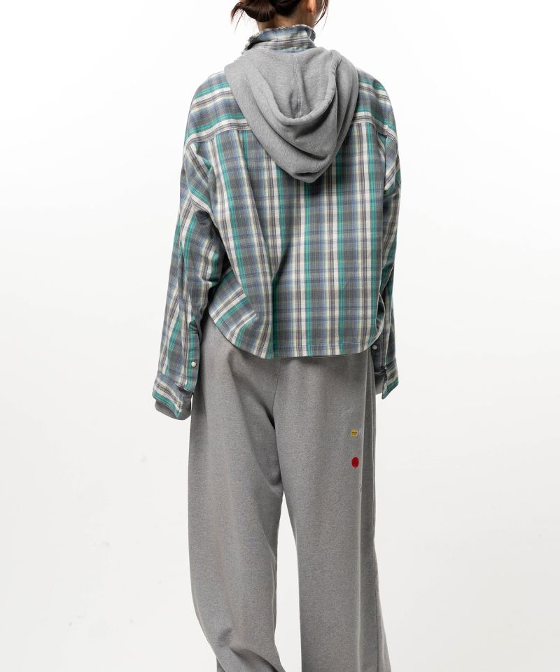 Hoodie Combine Checkered Shirt
